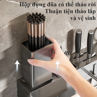 Giá treo dao nhà bếp chắc chắn tiện lợi kèm ống đựng đũa bằng thép carbon