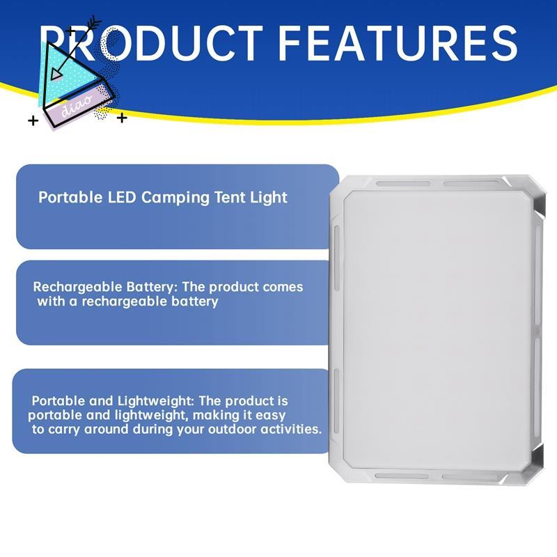 Đèn LED cắm trại sạc được màu bạc-trắng, chống thấm nước, dùng cho camping và chiếu sáng khẩn cấp