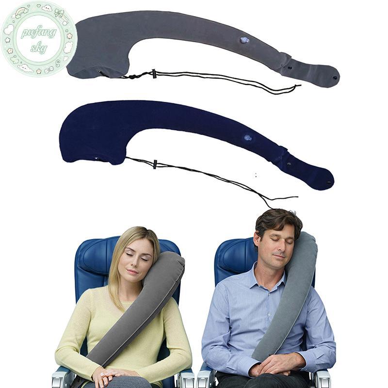 PUSKY PVC Gối Bơm Hơi Không Khí Di Động Tựa Đầu Chin Hỗ Trợ Đệm Dành Cho Du Lịch Còn Lại Ngủ Bên Ne Ngủ Gối VN