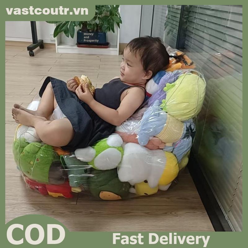 COUTR Trong Suốt Trẻ Em Sang Trọng Đồ Chơi Bảo Quản Ghế Bao Túi Đậu Có Dây Kéo Dung Tích Chống Thấm Nước Túi Bảo Quản Búp Bê Lớn VN