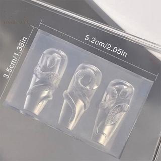 hatheaven Khuôn silicon 3D rắn khắc móng nghệ thuật DIY, 1/3 chiếc, trang trí móng đẹp