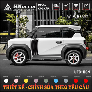 Tem dán xe VF3 - Decal dán xe VF3 MẪU TEM THỂ THAO CÁ TÍNH . 1 bộ dán 2 bên ( mẫu VF3 - 64 )