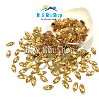 144 Viên Đá Kết Nhựa Lá Me 7x15mm Đính Kết Trang Phục Làm Phụ Kiện Thời Trang