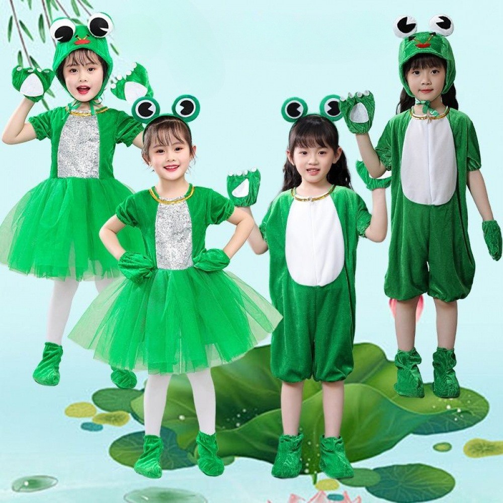 💕 HÀNG CÓ SẴN – Đầm Trang Phục Trẻ Em 3‑12 tuổi – Ếch + Hoạt Hình Động Vật, Thích hợp Halloween, Giáng Sinh & Ngày Trẻ Em 🎃🎉
