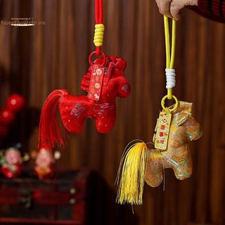 TRTR Ngựa Năm Thổ Cẩm Móc Xe Mặt Dây Chuyền Phòng Khách Trang Trí Túi Trang Trí VN
