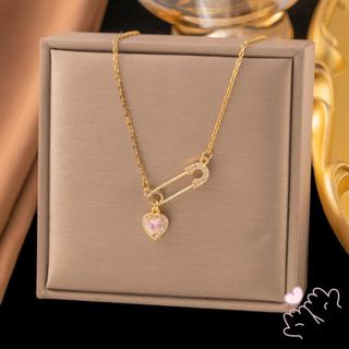 Mặt dây chuyền hình trái tim zircon, thép titan sang trọng