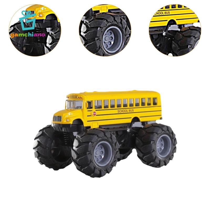 Đồ chơi xe buýt trường học Chắc chắn Bánh xe lớn sáng tạo Diecast màu vàng Đồ chơi xe buýt Monster Truck