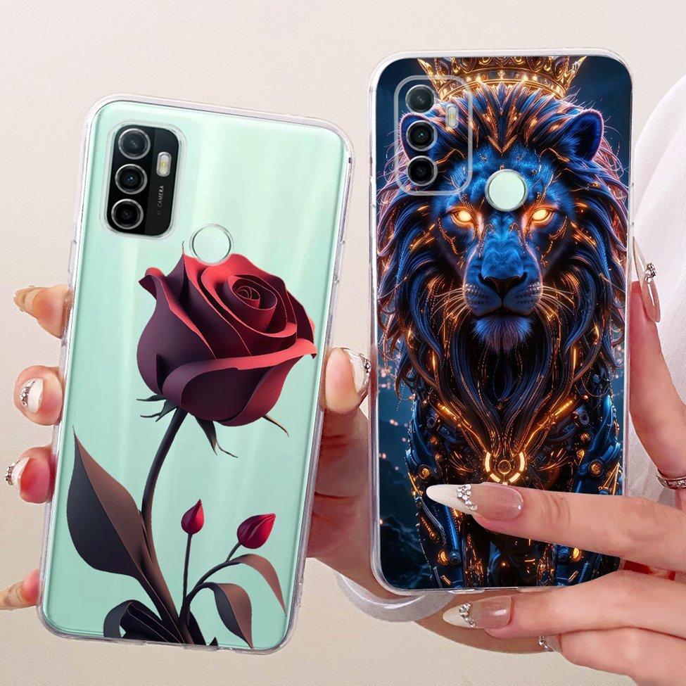 Ốp lưng trong suốt Oppo A53 4G CPH2127 Mèo dễ thương Thời trang Bướm Vỏ sơn ngộ nghĩnh OppoA53 4G CPH2131
