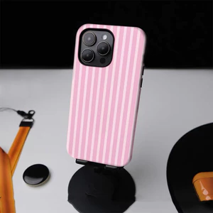 Họa tiết sọc dọc màu trắng hồng Thích hợp cho iPhone 17Promax 16Pro 15 11 12 13 14 xs XR 17Air Vỏ cứng hai lớp chống sốc NCNJ