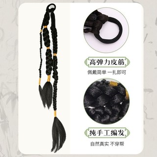 Tóc giả bím retro vàng với sợi bện chất lượng cao - Phụ kiện hoàn hảo cho du lịch và chụp ảnh