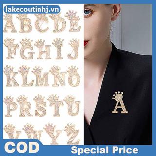 Vương miện thời trang 26 chữ cái từ A đến Z, pha lê kim cương giả, phù hợp làm trang sức cho váy cưới và áo cổ pin
