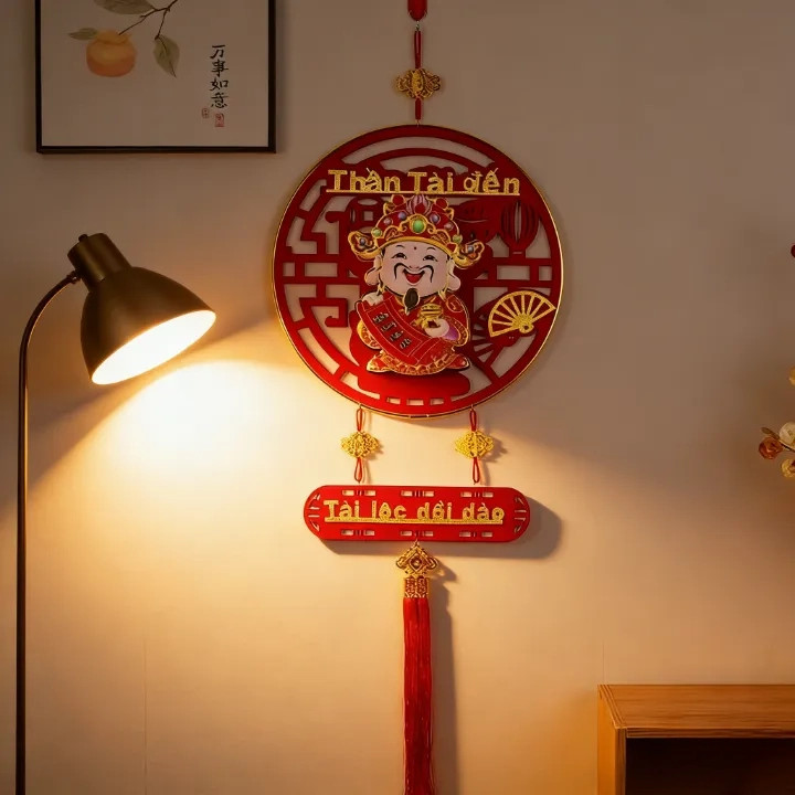 Trang trí thần tài lắc đầu LED, đèn 2m tạo không khí vui Ông Thần Tài Lắc Đầu, Nhà Cửa, Đèn Led