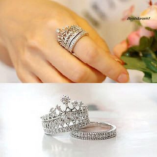 <BSTO> Set 2 chiếc nhẫn đính đá hình vương miện thời trang cho nữ