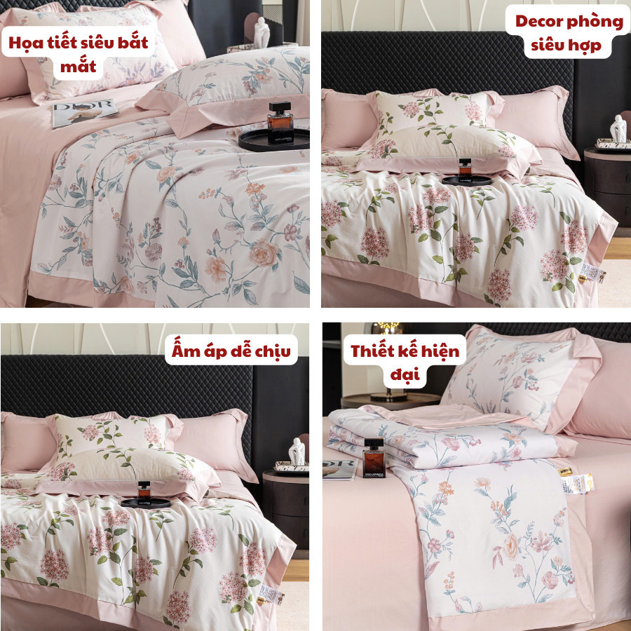 (ST887) Set chăn ga 4 món memmimbedding luxury chất liệu Bamboo Modal thế hệ mới thoáng mát thiết kế bắt mắt