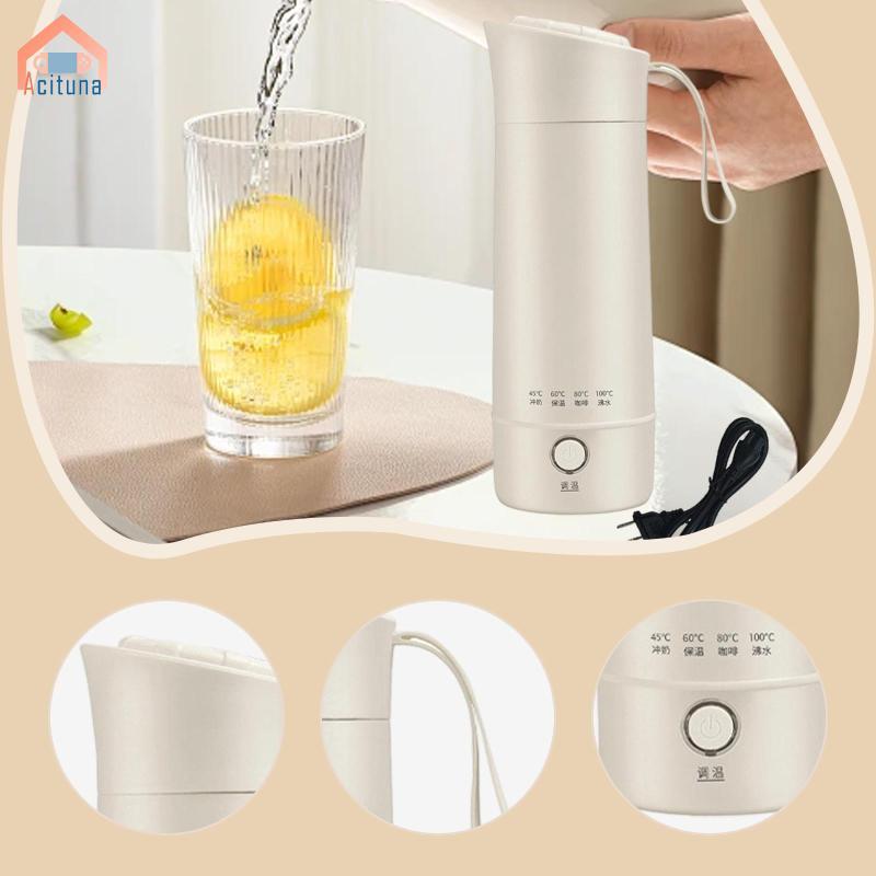 Acutuna Ấm Siêu Tốc Điện Di Động Làm Nóng Cốc Nước Ấm Trà Điện Ấm Siêu Tốc Du Lịch Bằng Thép Không Gỉ Ấm Đun Nóng Nhỏ Gọn Cốc Du Lịch Đèn Báo Thích Hợp Cho T