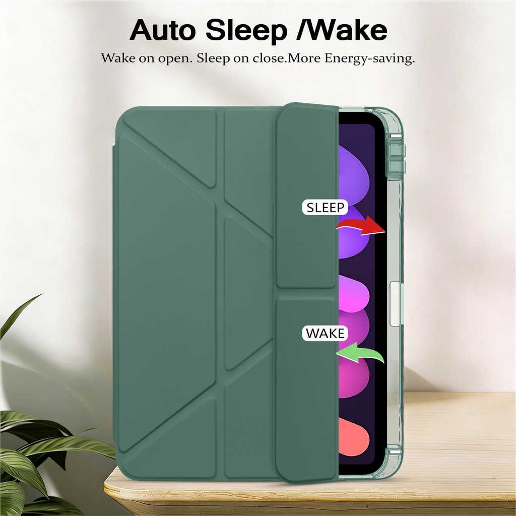 Vỏ bọc bằng da có thể tháo rời bằng Acrylic cứng gấp chữ Y cho IPad 10 11 A16 Air4 Air5 Air6 Air7 Air 11 M2 M3 2024 2025 10.9 "Pro11 2018 2020 2021 2022 Vỏ thông minh