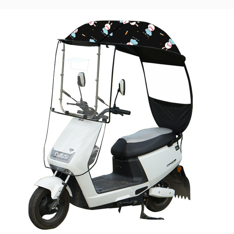 Phong Cách Mới Xe Điện Tán Xe Điện Chống Nắng Tán Dày Vinyl Toàn Bóng Chống Mưa Tán Xe JBIN