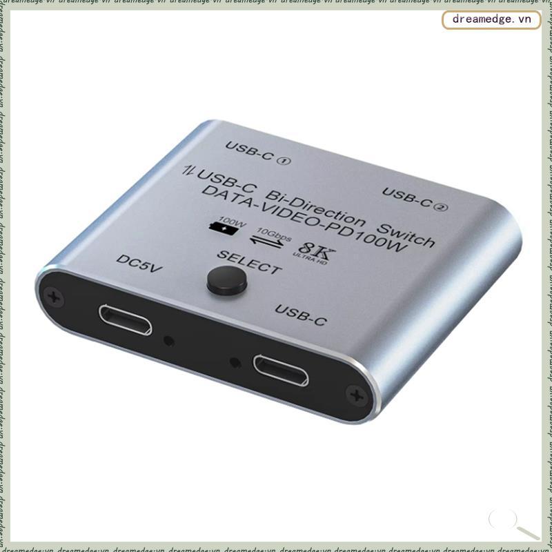 [dreamedge] Bộ chia công tắc cho 2 máy tính Bi Directional USB C KVM Switch 1 trong 2 Out cho 8K @ 60Hz / 4K @ 144Hz Truyền Video 10Gbps
