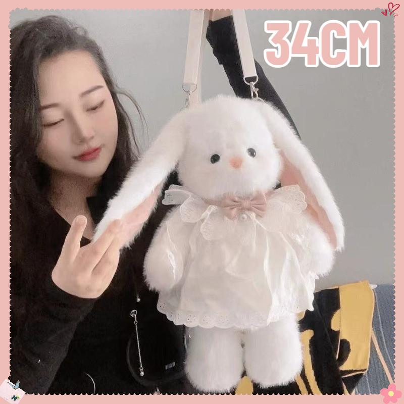 Balô Hình Thỏ Bông Mặc đầm Xinh , Chất Lông Mềm Mịn , Làm Quà Tặng Bé Gái ,Bạn Gái