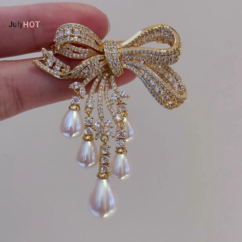 Trâm cài tóc handmade zircon ngọc trai sang trọng, phù hợp làm corsage hoặc quà tặng