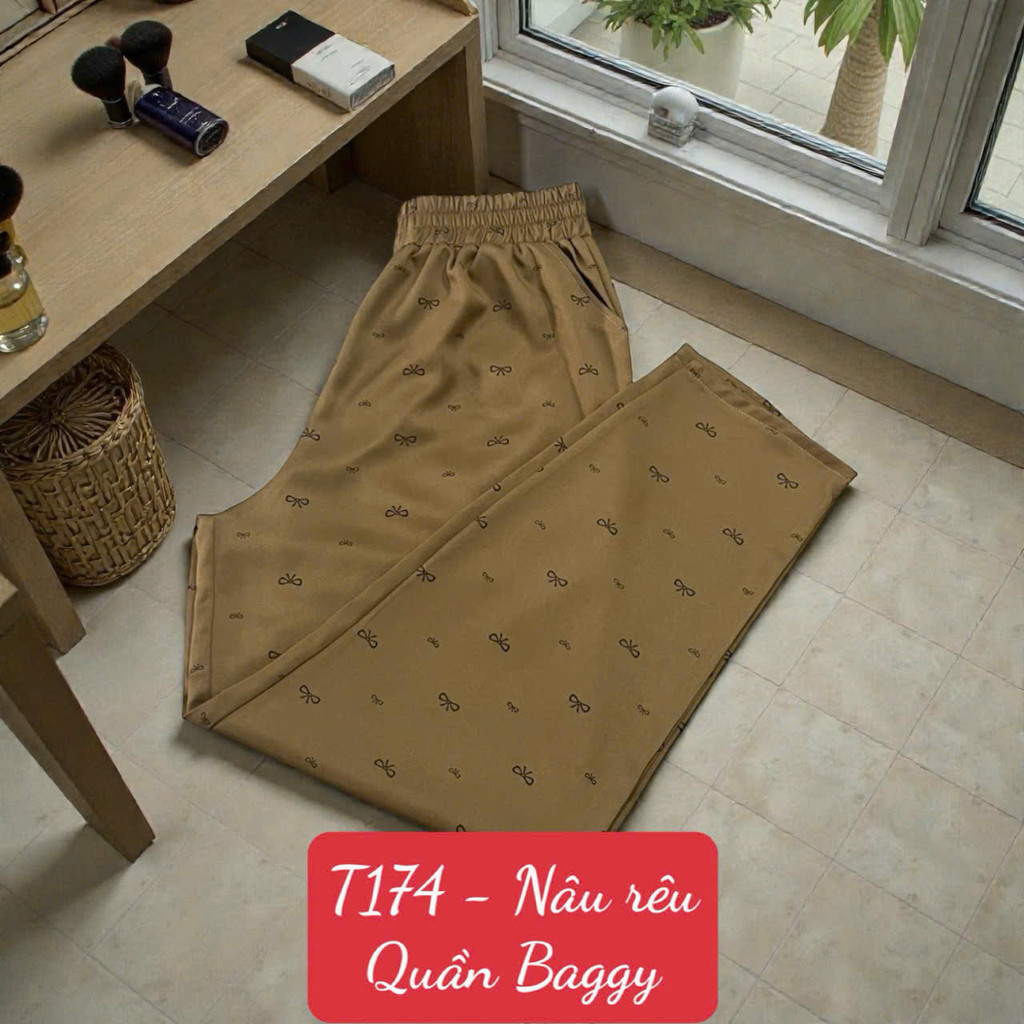 T174 Quần Baggy - Vải Cotton Lạnh - Quần dài 92cm Ống 16cm