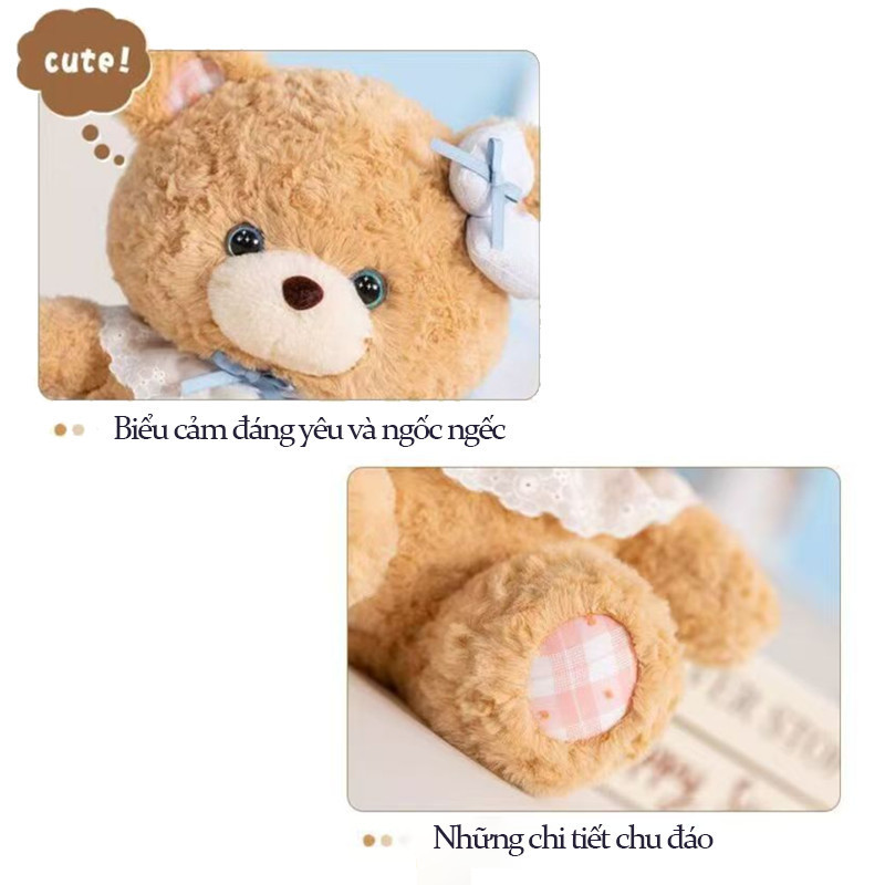 Bộ Đôi Gấu Bông Thỏ Tai Dài Gấu Bông Teddy Mắt Sao Dễ Thương Lông Mềm Quà Tặng Sinh Nhật Cho Bé Bobesu