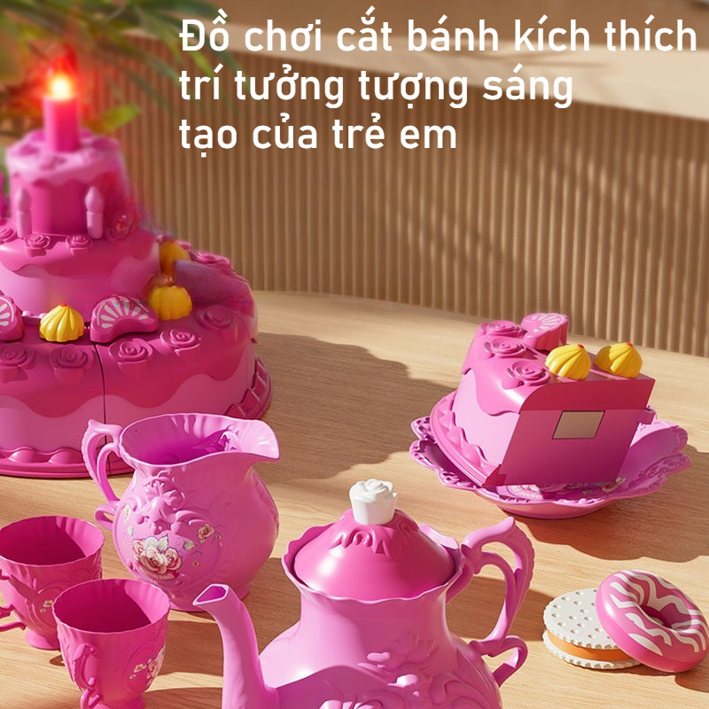 28pcs Đồ Chơi Cắt Bánh Kem Sinh Nhật,Kids Có đèn Và Nhạc,Chọn Vật Liệu ABS,Bộ đồ Chơi Cho Trẻ Em
