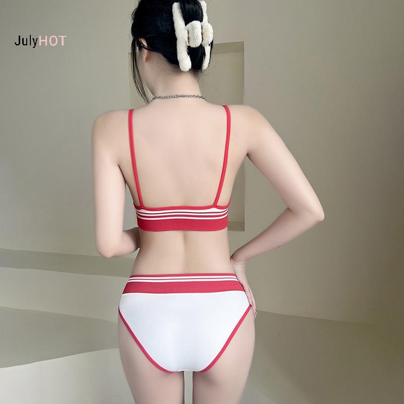 Gợi Cảm Camisole Chữ Khâu Gân Màu Sắc Tương Phản và Bộ Bikini Quần Lót