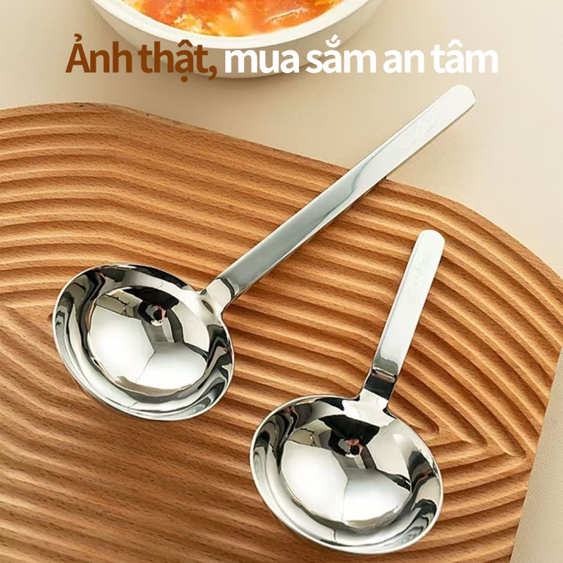 Muôi Canh Đầu Tròn Đầu To Cán Ngắn Inox Cao Cấp Vá Múc Canh Để Bàn Nhà Bếp Gia Đình Muôi Canh Inox