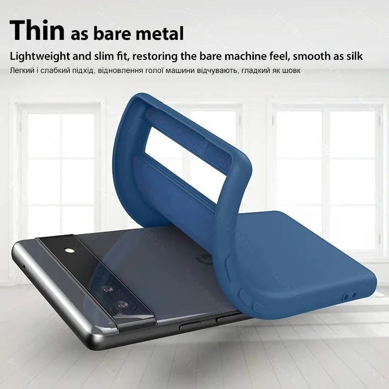 Ốp Điện Thoại Cạnh Thẳng Lỏng Cho Google Pixel 5 5A 6 6A 7 7 A Pro Ốp Lưng Chống Rơi Chống Sốc Chất Lỏng Nhà Ở Bảo Vệ Mặt Sau Điện Thoại