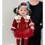 VÁY KID ĐỎ CỔ TRẮNG THÊU PHỐI TUA RUA ZDQ5636