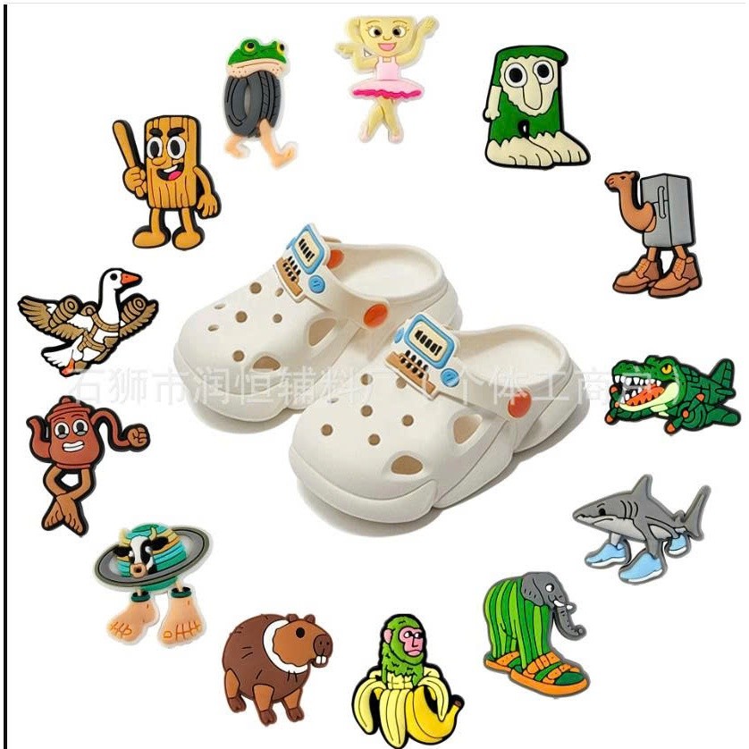 Set 12 Sticker/ Charm gắn dép dẻo Brain Rot - Tung tung tung xahur dẻo
