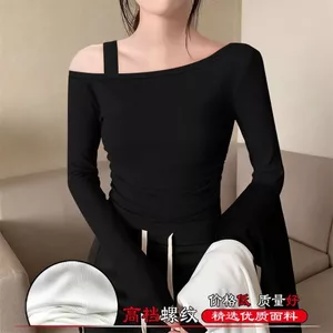 Áo đeo vai dốc phiên bản Hàn Quốc tay dài đơn giản và ren chất lượng cao mùa thu phong cách mới, thời trang, giản dị, mềm mại và thoải mái