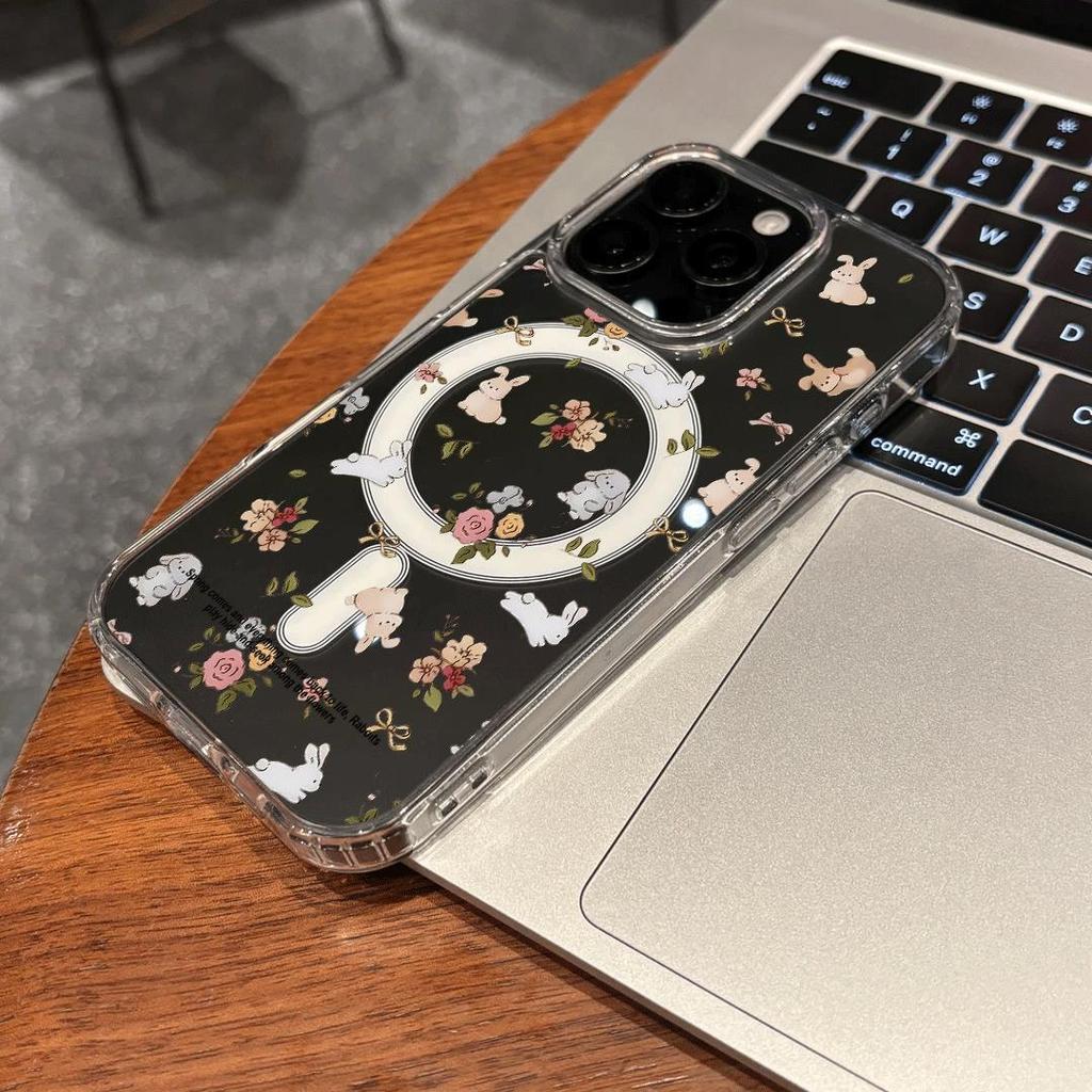 Maroon Flower Set cho iPhone 16promax15 trường hợp 14 nữ 12 rõ ràng 17 hút từ 11