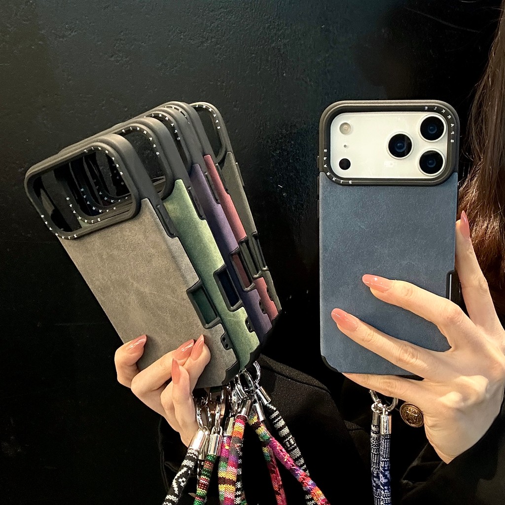 Họa tiết chất lượng cao, màu trơn đơn giản có dây đeo cổ tay Vỏ iPhone phù hợp cho iPhone 17 Pro Max, iPhone 17, 16, 15, 14, iPhone 13