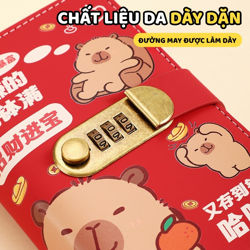 100 cuốn sổ tiết kiệm có khóa kéo chống nước, dây đai và chất liệu da PU cao cấp, giúp trẻ em học cách tiết kiệm.