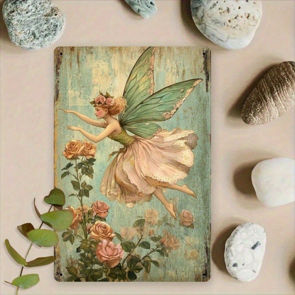 CIFbuy Vintage Kim Loại Trang Trí Tường Hoa Tín Hiệu Retro Mộc Mạc Hoa Hồng Nhà Bếp Vườn Nghệ Thuật