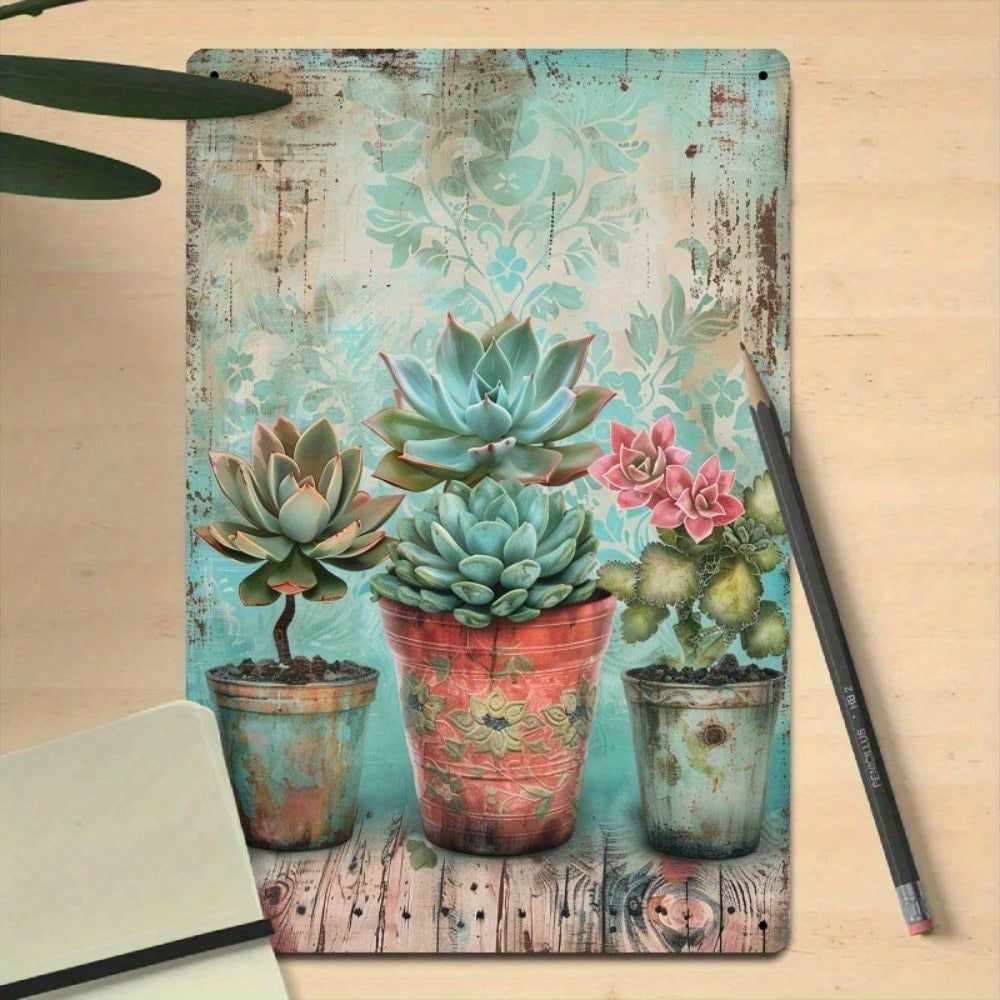 CIFbuy Mộc Mạc Vintage Cây mọng nước Kim Loại Trang Trí Tường Sắt Chống Thấm Nước Trong Nhà Treo Mảng Bám Nhà Tường Nghệ Thuật Trang Trí