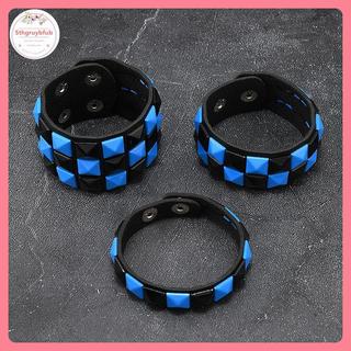 Vòng tay tình bạn thời trang da cổ tay màu xanh, phong cách vintage punk