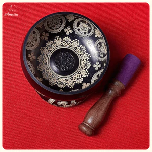 Chuông xay Nepal 12.5cm hoa văn Chày Kim Cang đúc nổi - Chuông mõ tụng kinh - chuông thiền định CXNP324
