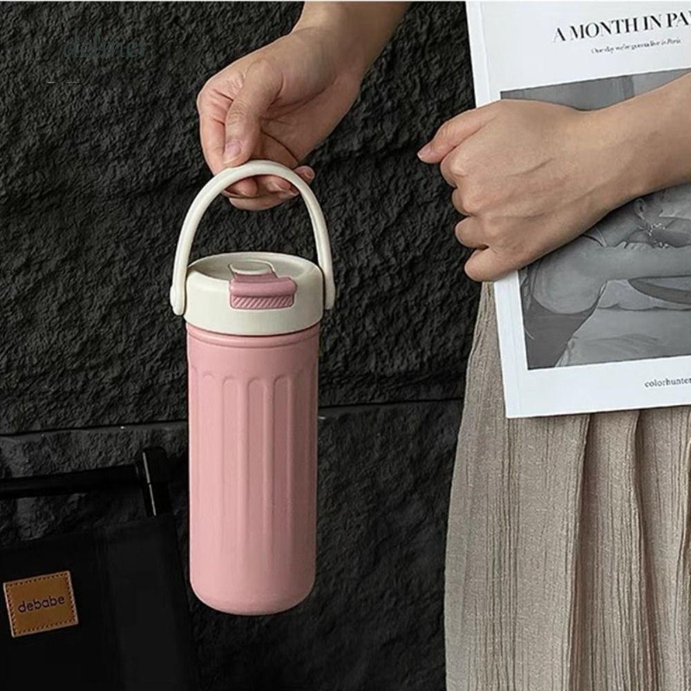 Cốc giữ nhiệt bằng thép không gỉ DELMER, Chai uống nước di động dung tích cao 500ml, cách nhiệt hoặc làm mát Cốc du lịch ống hút kép chống rò rỉ Văn phòng