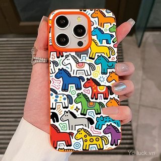 Màu Ngựa Nhóm Sơn Động Vật Năm Mới Thời Trang Nửa Gói Vỏ Mềm Thích Hợp Cho iPhone 17promax 11promax 12pro 13 Chống Sốc 15promax 16pro 13promax 14 16 17 15 Ốp Điện Thoại Chống Sốc
