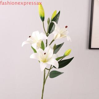 FASHIONEXPRESS Nhánh Hoa Nhân Tạo Lụa Lilium Browniii 80cm, Nhựa Thanh Lịch, Cảm Ứng Thật, Handmade, Trang Trí Văn Phòng/Nhà
