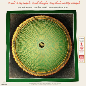 Hoạ Tiết Bồ-tát Quan Âm Tứ Thủ Om Mani Pad Me Hum - tranh thangka - tranh mandala - CXNP384