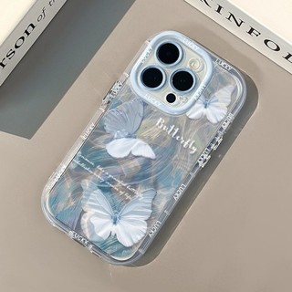 DànhCho IPhone 17 16 15 14 13 12 11 ProMax XR XS Max 7 8 Plus Màu xanh bướm lông sợi Puff trường hợp điện thoại mềm