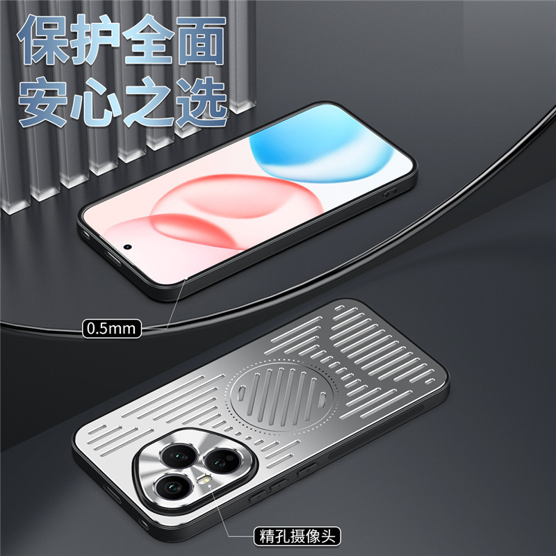 Ốp điện thoại rỗng hợp kim nhôm cho Honor 400 Pro 300 200 100 90 80 Pro Vỏ bảo vệ viền mềm chống rơi Vỏ tản nhiệt mùa hè Vỏ từ tính