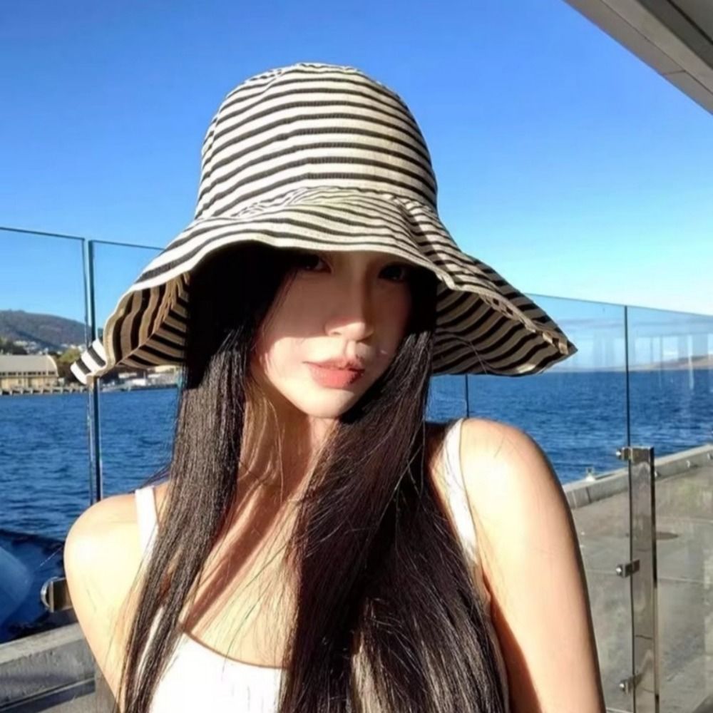 Mũ chống nắng KANGN, Mũ lưỡi trai sọc rộng thoáng khí, Unisex Nhẹ chống tia cực tím Có thể gập lại Mũ mùa hè Du lịch mùa hè