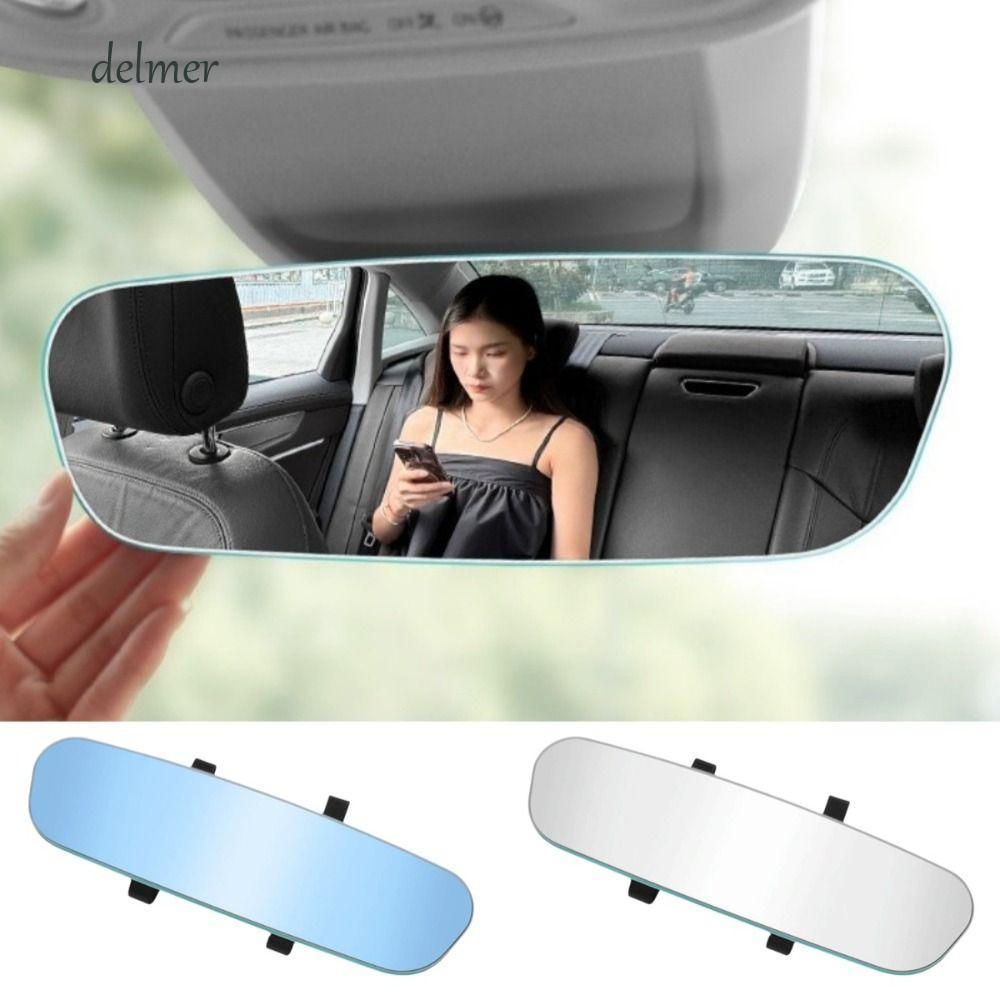 DELMER Chống chói Nội thất ô tô Chiếu hậu, Gương chiếu hậu lồi góc rộng có thể điều chỉnh, Vỏ gương che nắng dễ trượt độ phân giải cao chống vỡ