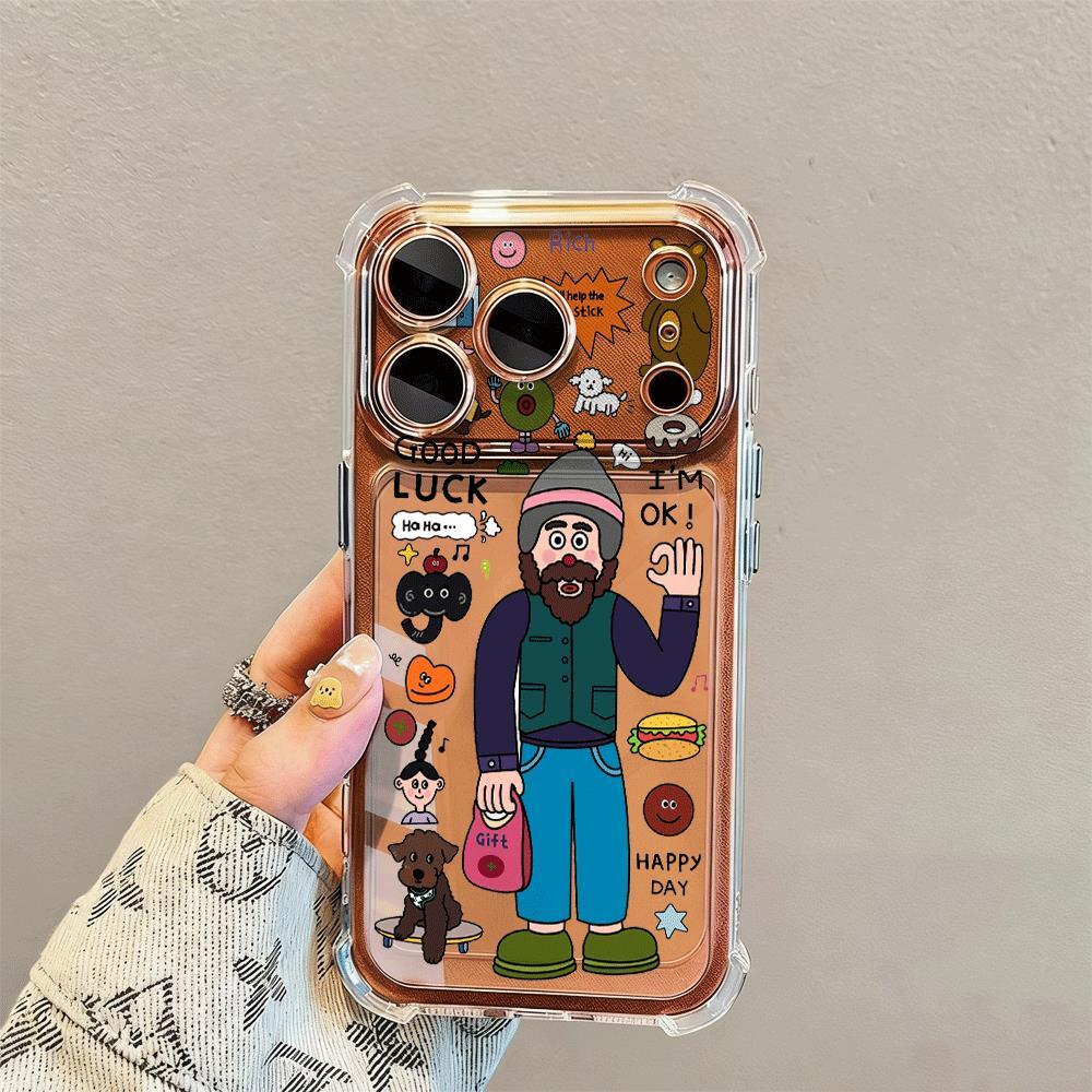 May mắn triều chú thích hợp cho iPhone 17Promax trường hợp túi khí bốn góc 16promax trong suốt 15
