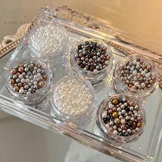[hatheaven] Móng tay Charms Trang trí ngọc trai Kích thước hỗn hợp Túi đầy màu sắc DIY Móng tay có thể đeo được Ngọc trai tròn Đá quý móng tay Thủ công đẹp